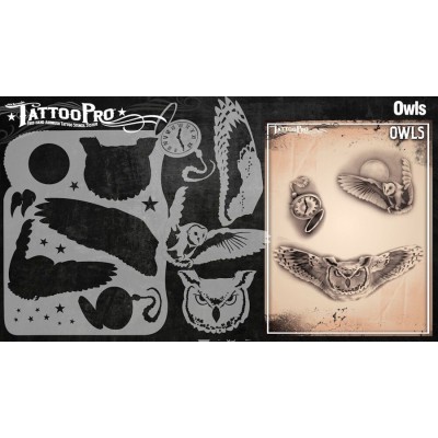 Airbrush Tattoo Pro Stencil Owls